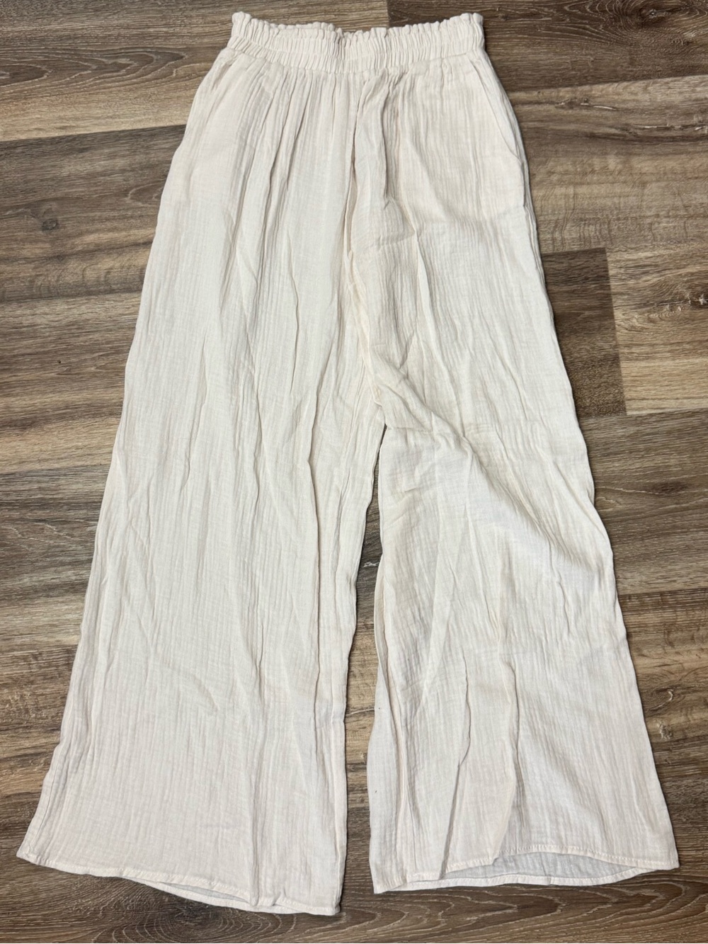 NEW Miou Muse Wide Leg Gauze Pants Cream Women’s Medium